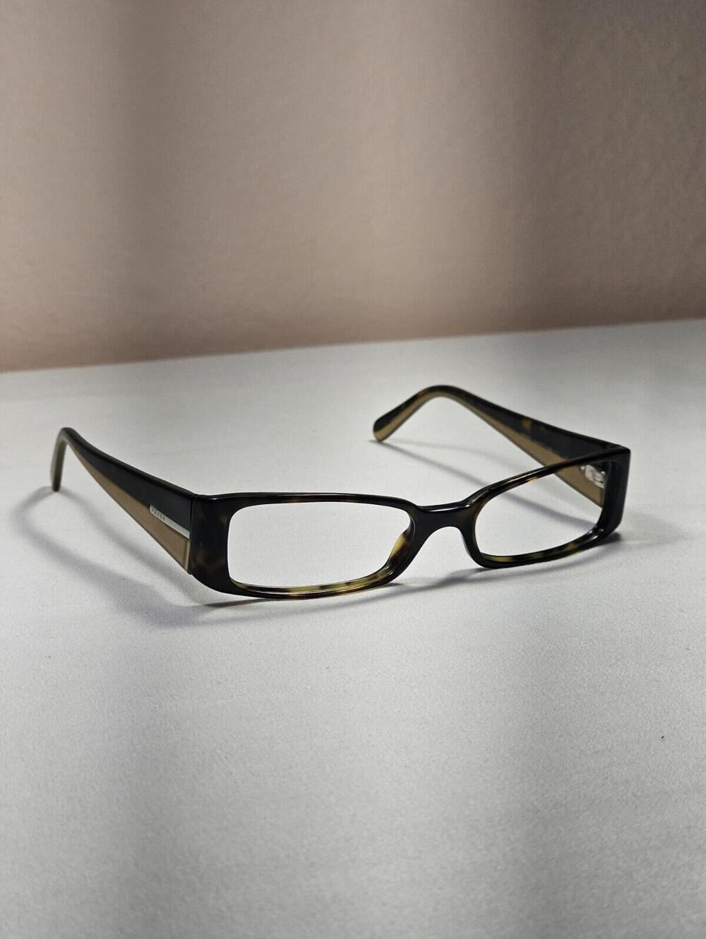 PRADA VPR16G Brown Havana Beige Eyeglasses Frames Only Italy 51-17-135 *read* - Picture 3 of 12